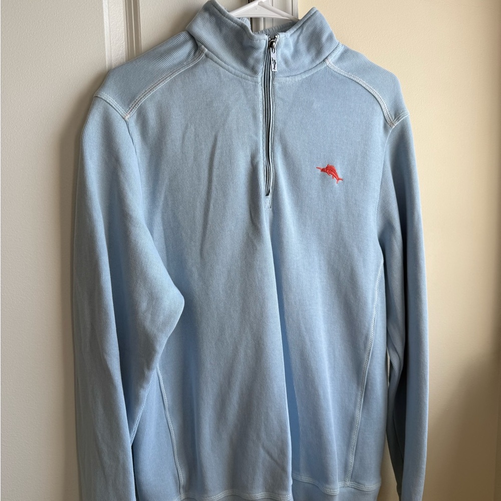 Tommy Bahama Sky Blue Zip-Up Sweater
